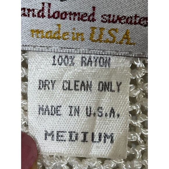 Bell of Cotton Top Women M Beige Beach Cottagecore Boho Sweater Striped 80s - Picture 8 of 10